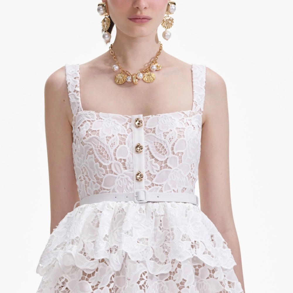 self-portrait White Lace Tiered Mini Dress - Size US6 - MSRP $495 - NWT - Picture 5 of 8